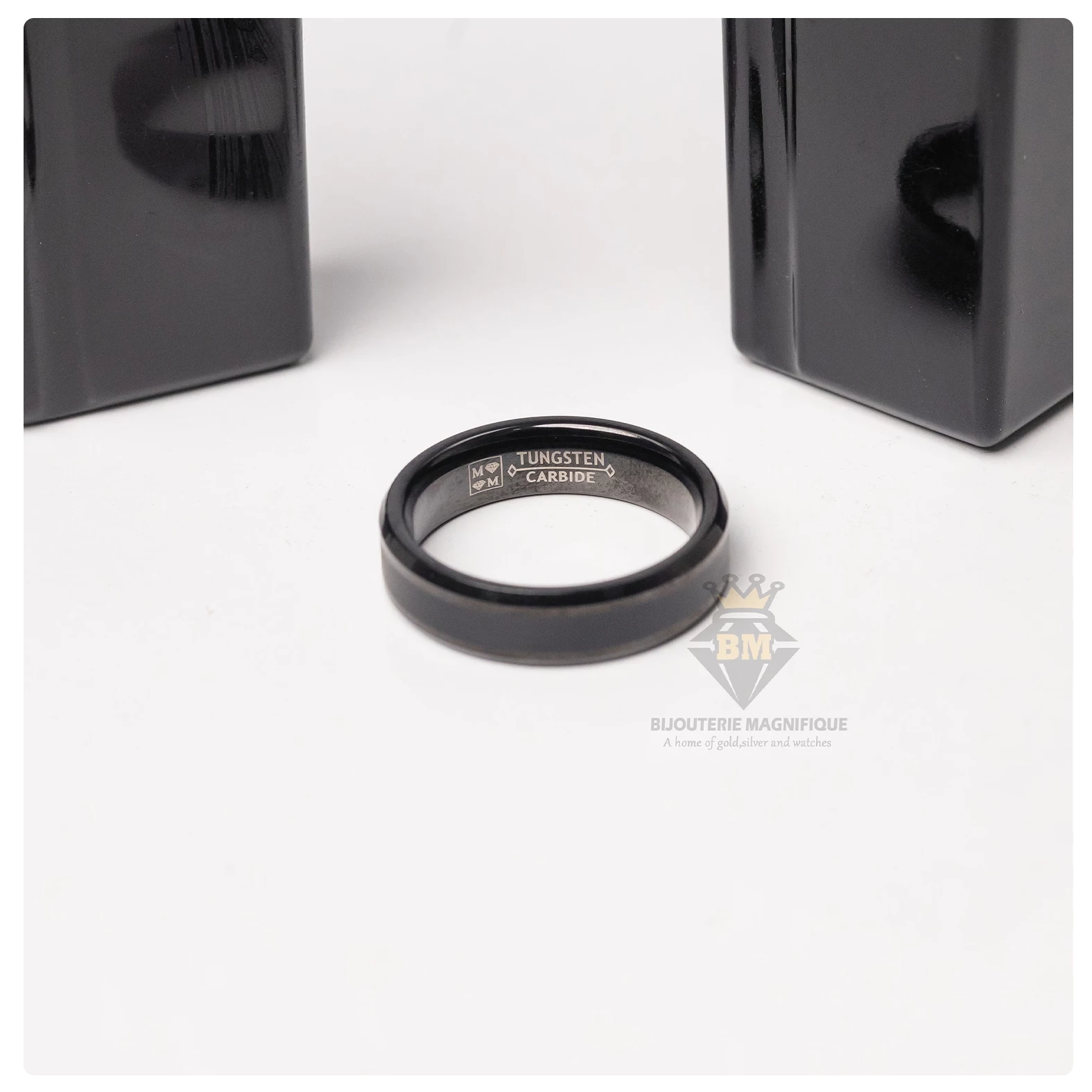 Bijouterie Magnifique James Wedding Band Tungsten Carbide Black Ring  (Size :8.5, 10)