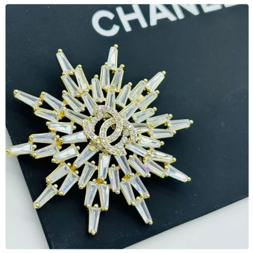Chanel Inspired Crystal Starburst Brooch