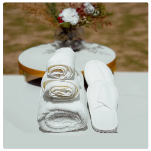 Serene Essentials – White Spa Towel & Slipper Set of 3 - Image 2